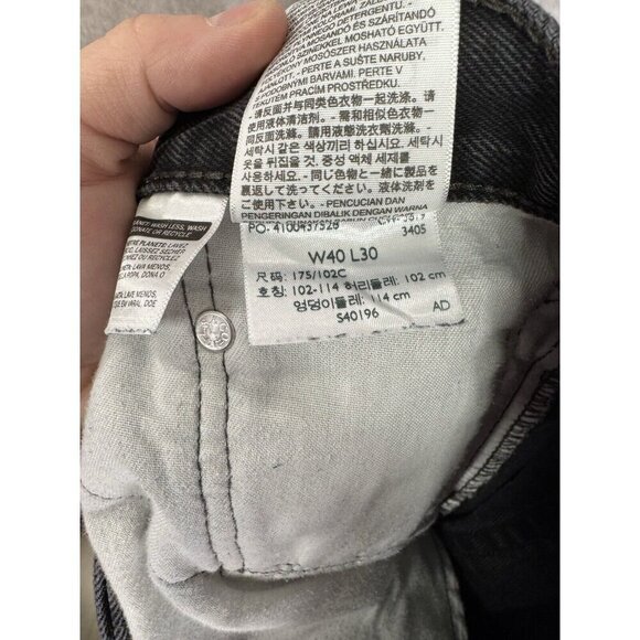 Levis 505 Jeans Mens 40x30 Fits 40x27.5 Black Denim Classic Straight Leg Cotton - Picture 8 of 11